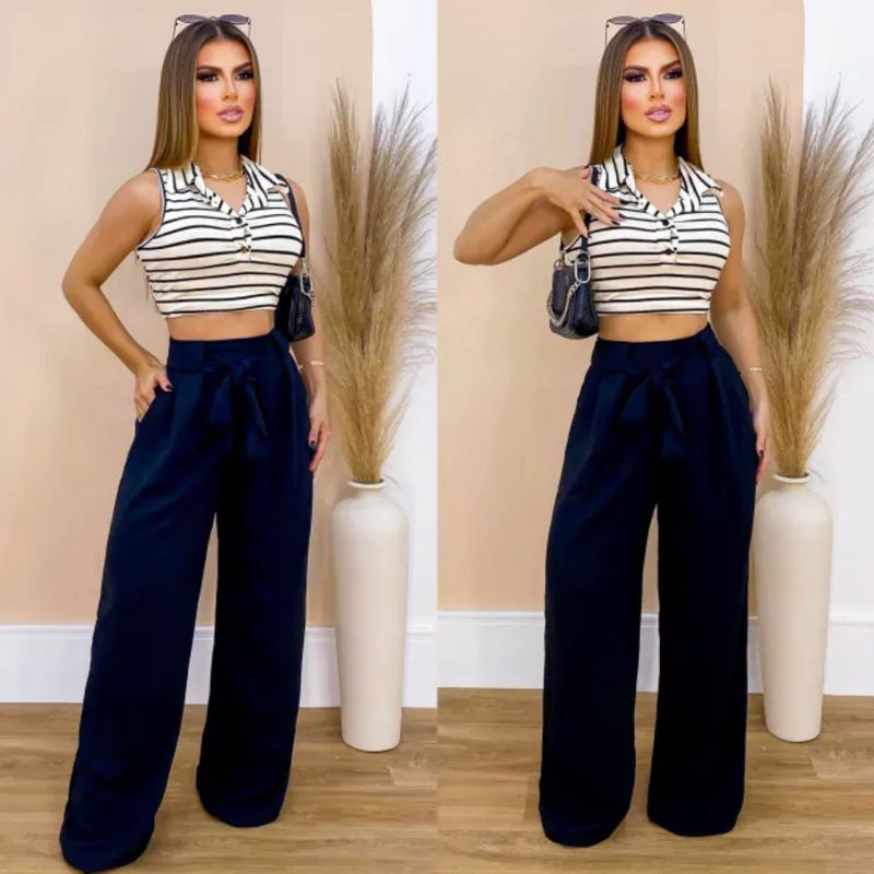 Pantalona preta com store cropped