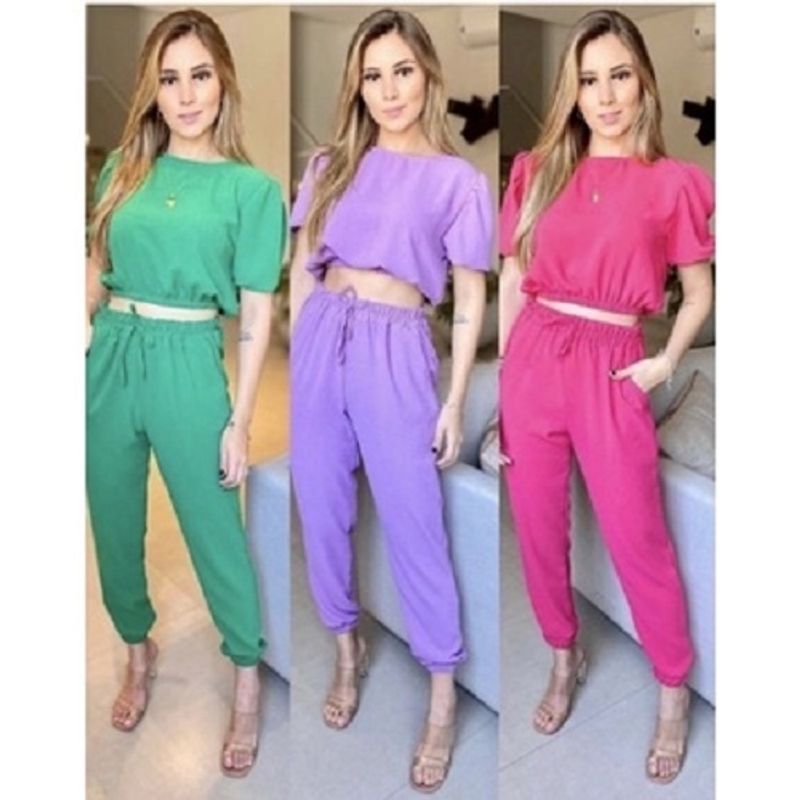 Conjunto Feminino Malha Fria Crepe Calça Social e Cropped Trabalho Calça  Feminina Nunca Usado 84877818 enjoei