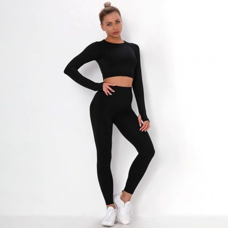 Conjunto Fitness - 2 Peças - Cropped Manga Longa + Legging, Calça Feminina  Nunca Usado 85446855