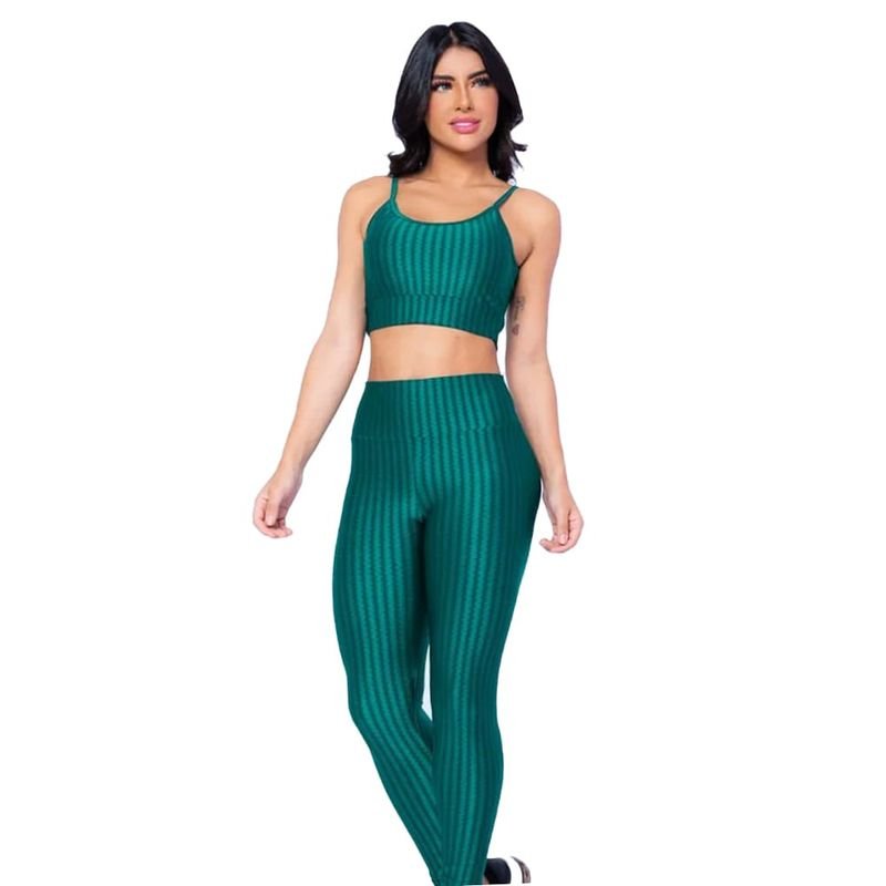 Conjunto Fitness Academia Verde Calça Legging Top3d Poliamida Donna Martins  | Moda Esportiva Feminina Donna Martins Nunca Usado 85618426 | enjoei