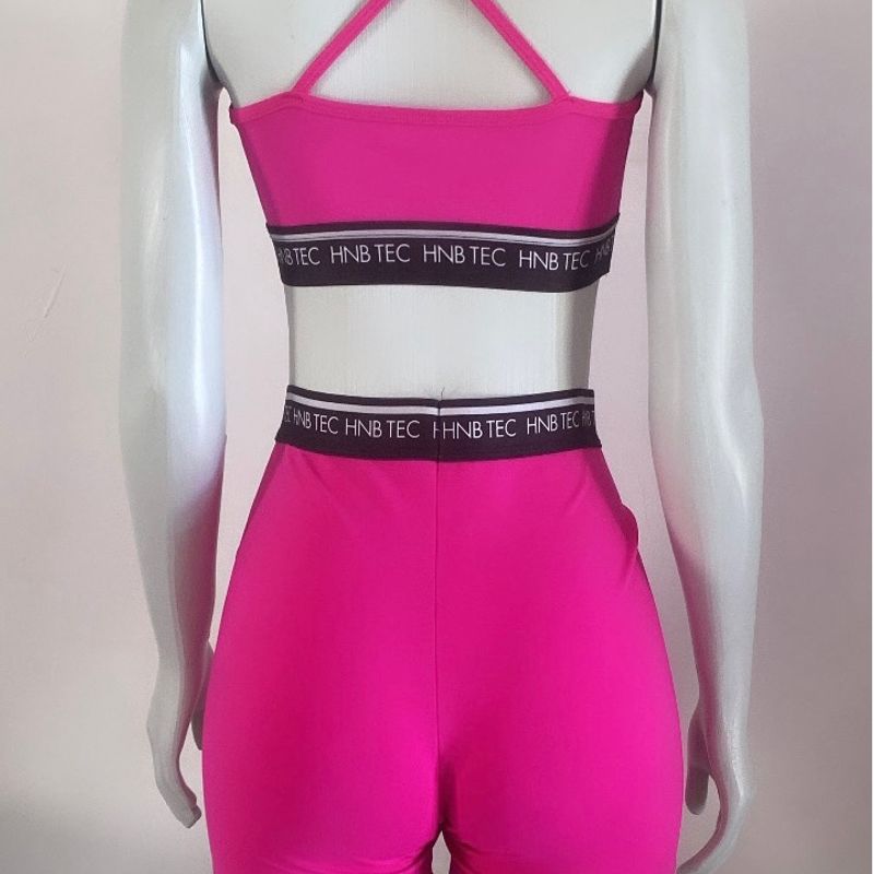 Conjunto Fitness Rosa  Shorts Feminino Honey Be Nunca Usado