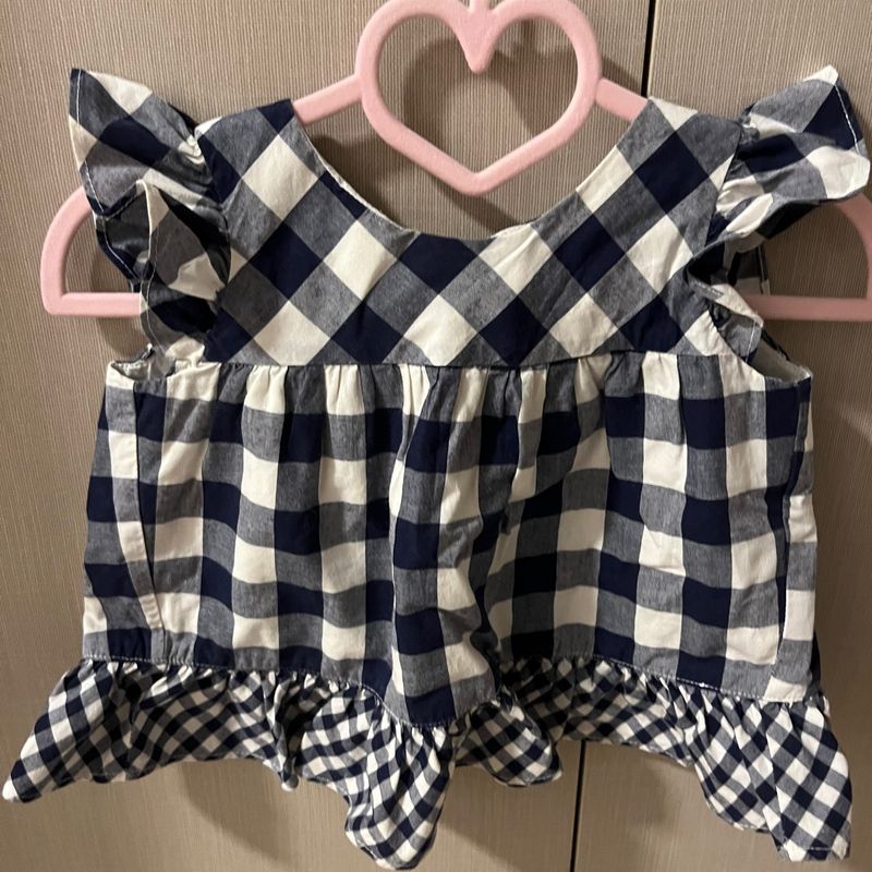 Conjunto Gap Bata e Shorts Xadrez Azul Marinho 12 18 Meses Roupa