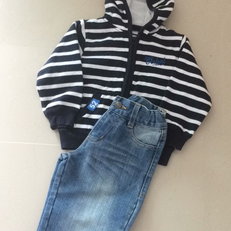 Conjunto jeans store com moletom infantil