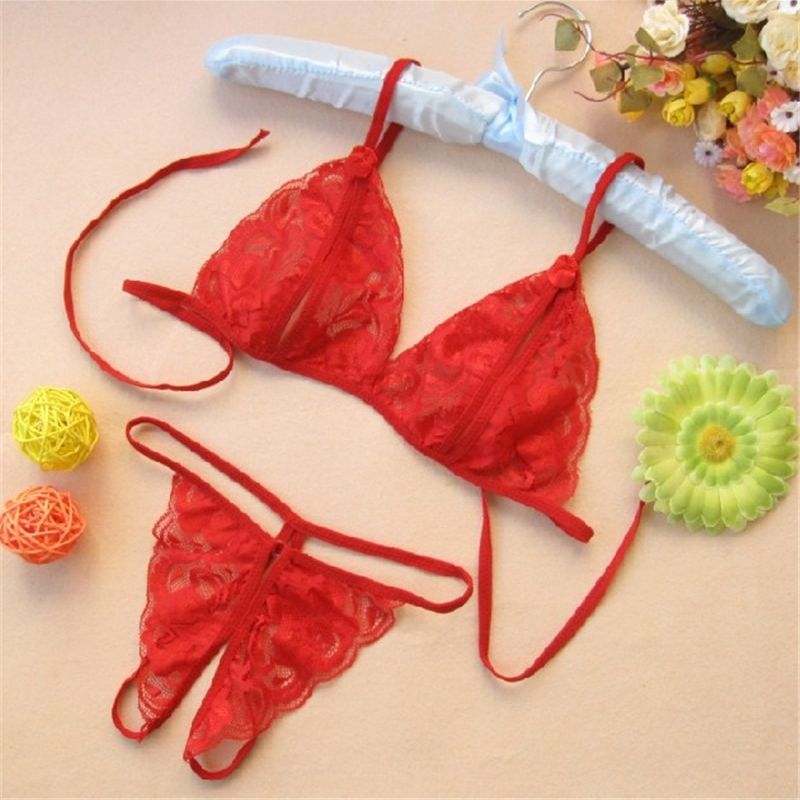 Conjunto Lingerie Sexy Renda Vermelha | Nunca Usado 78246010 | enjoei
