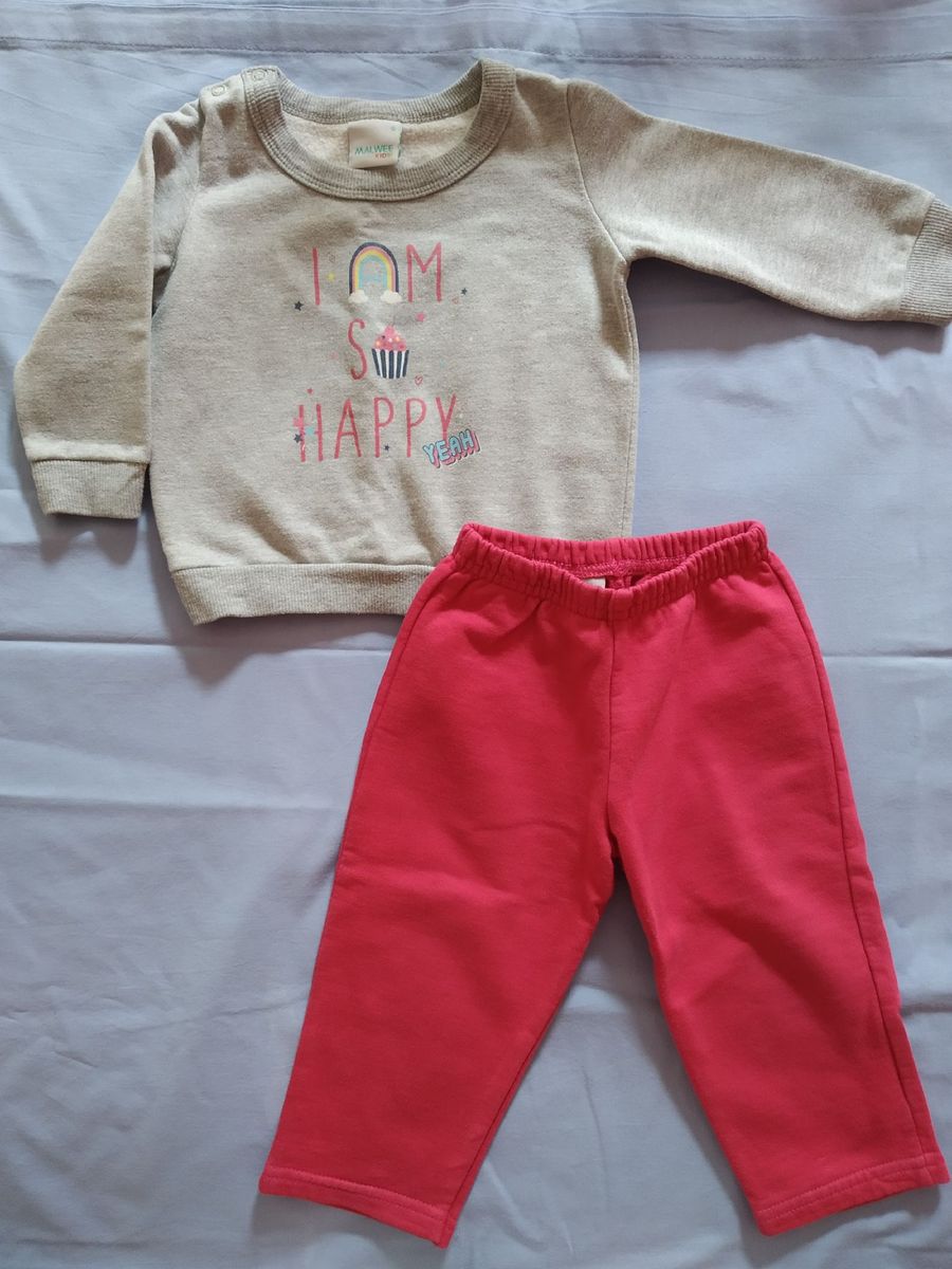 Conjunto Moletom Baby Girl Happy | Roupa Infantil para Bebê Malwee Usado 46695196 | enjoei