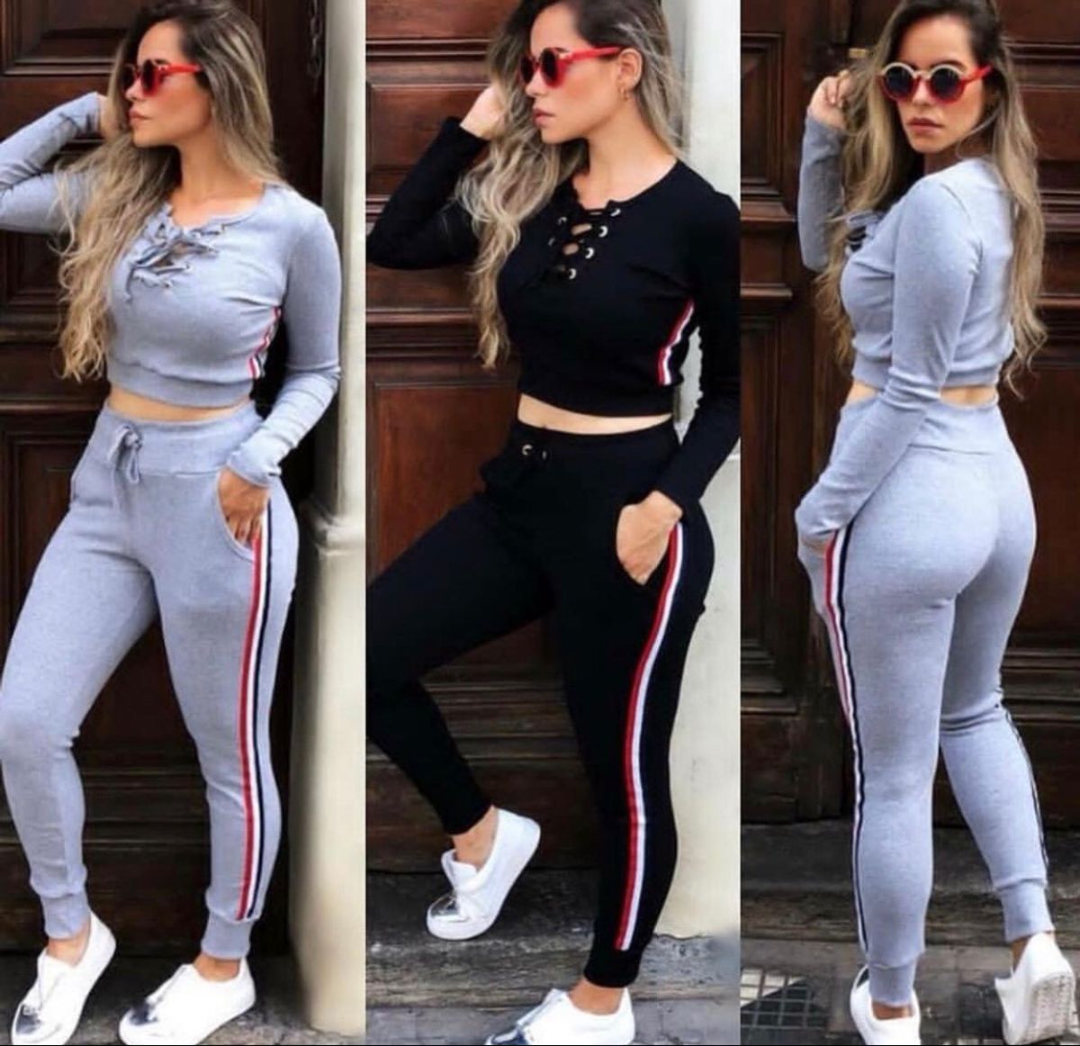 conjunto calça ribana e cropped