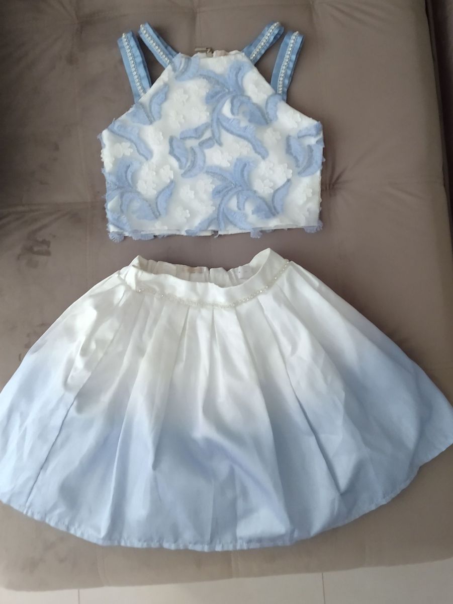 conjunto de saia e cropped infantil