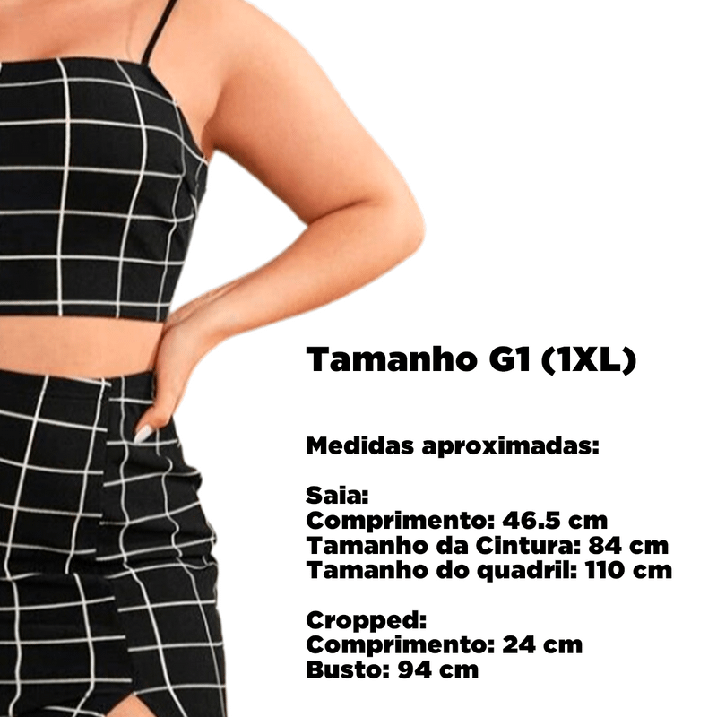 SHEIN Conjunto de saia xadrez plus size