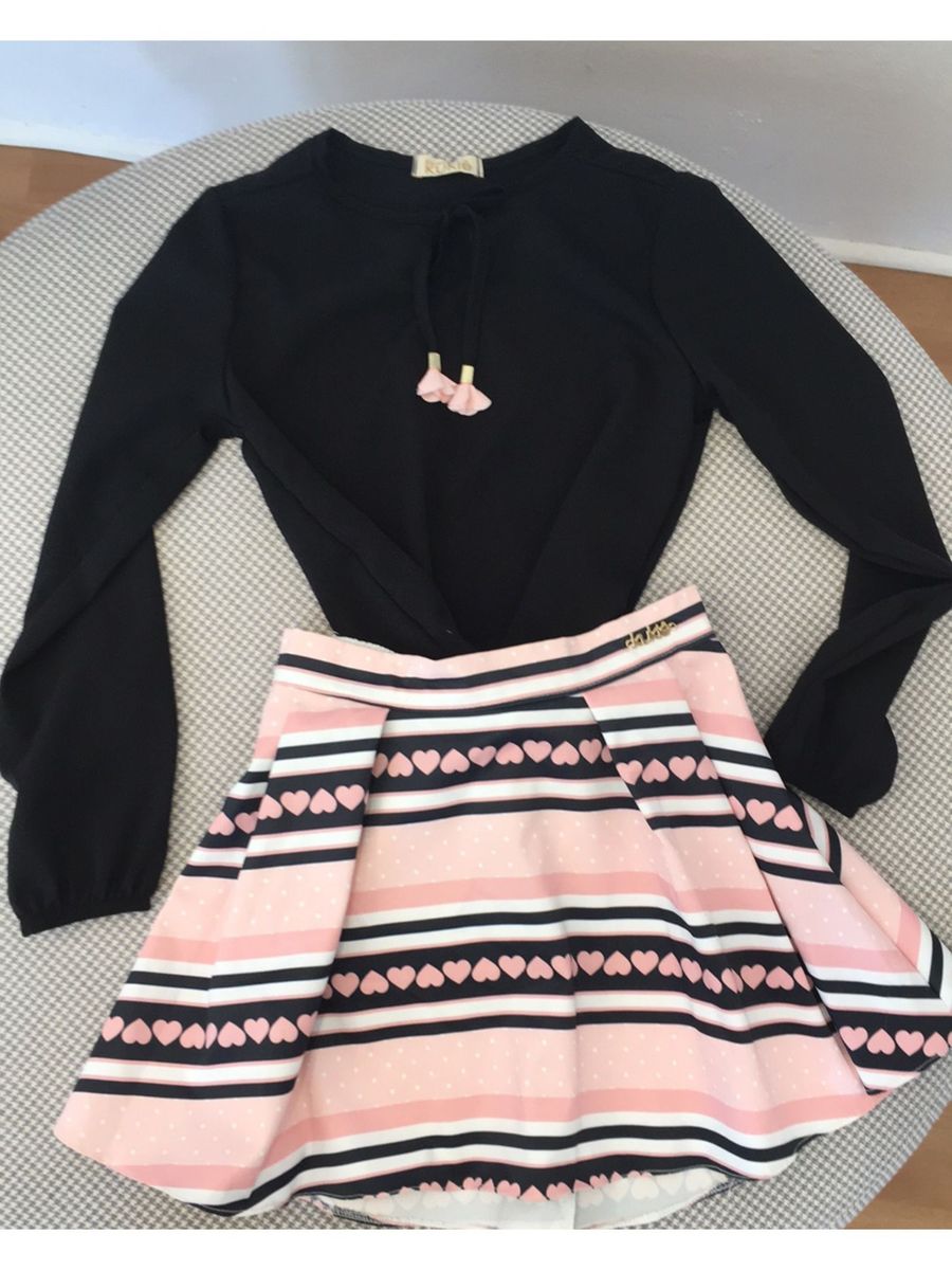 conjunto de saia e blusa manga longa
