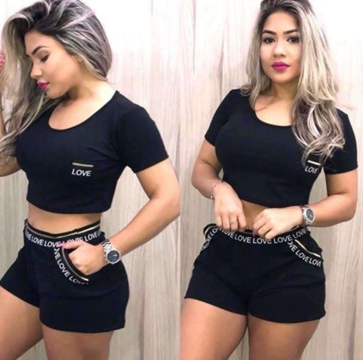 conjuntinho de short e cropped