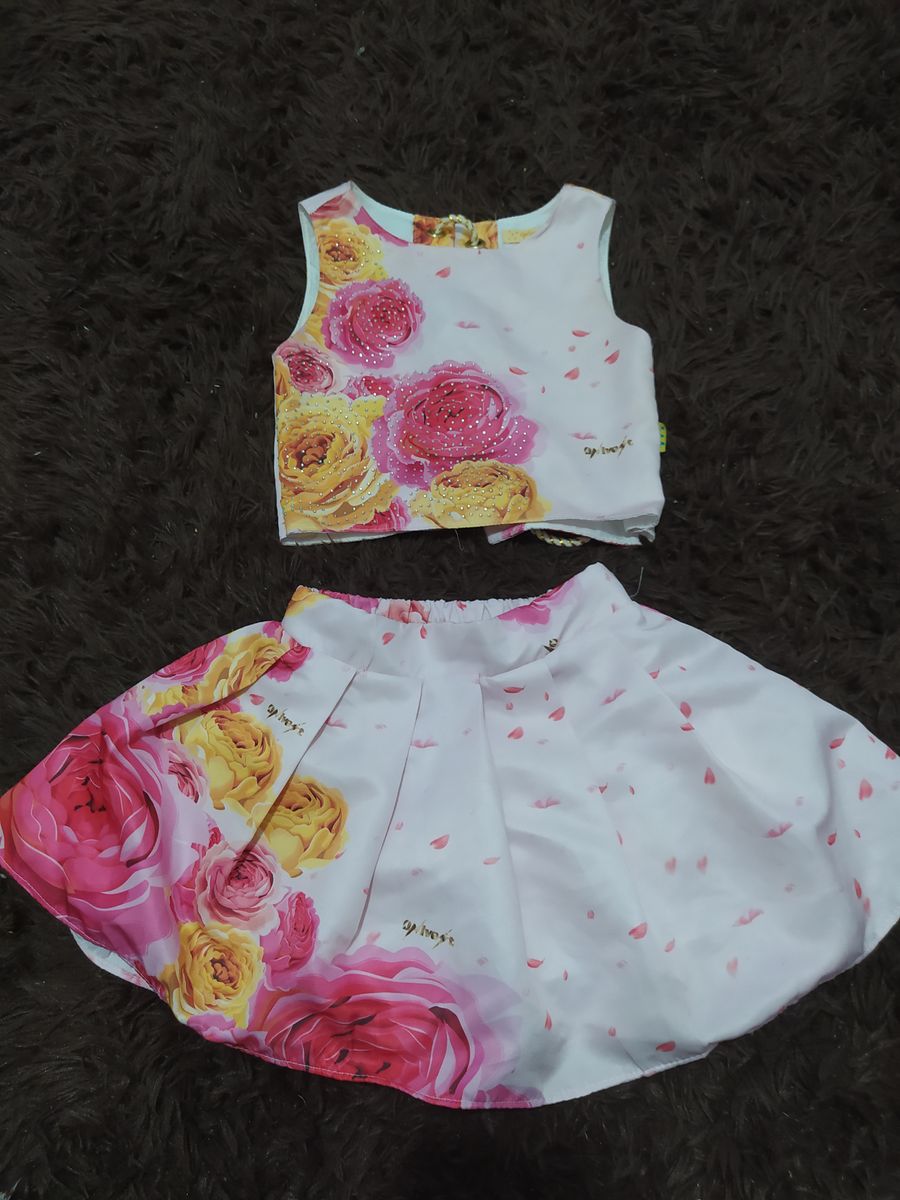 conjunto short saia e blusa infantil