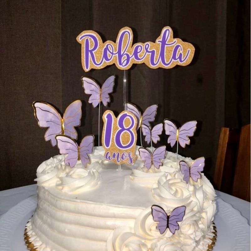 Conjunto Topo Bolo de Borboletas Decoração de Bolo de Festa