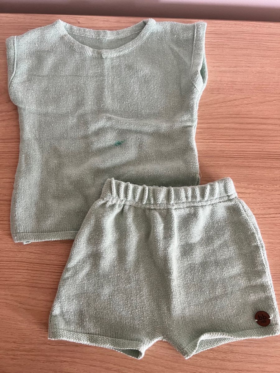 Conjunto Tricô Verde Menf | Roupa Infantil para Bebê Bb Milk Usado ...