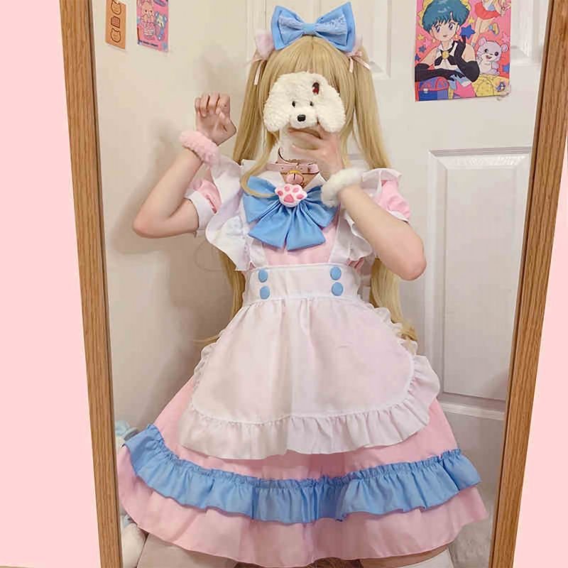 Empregada masculina usar cosplay fofo japonês vestido anime maid