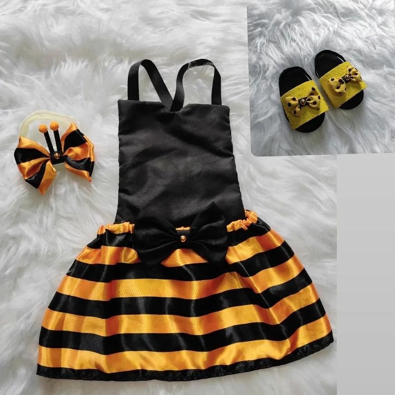 Conjunto Vestido La o Sapato Abelhinha para Beb Rec m Nascido
