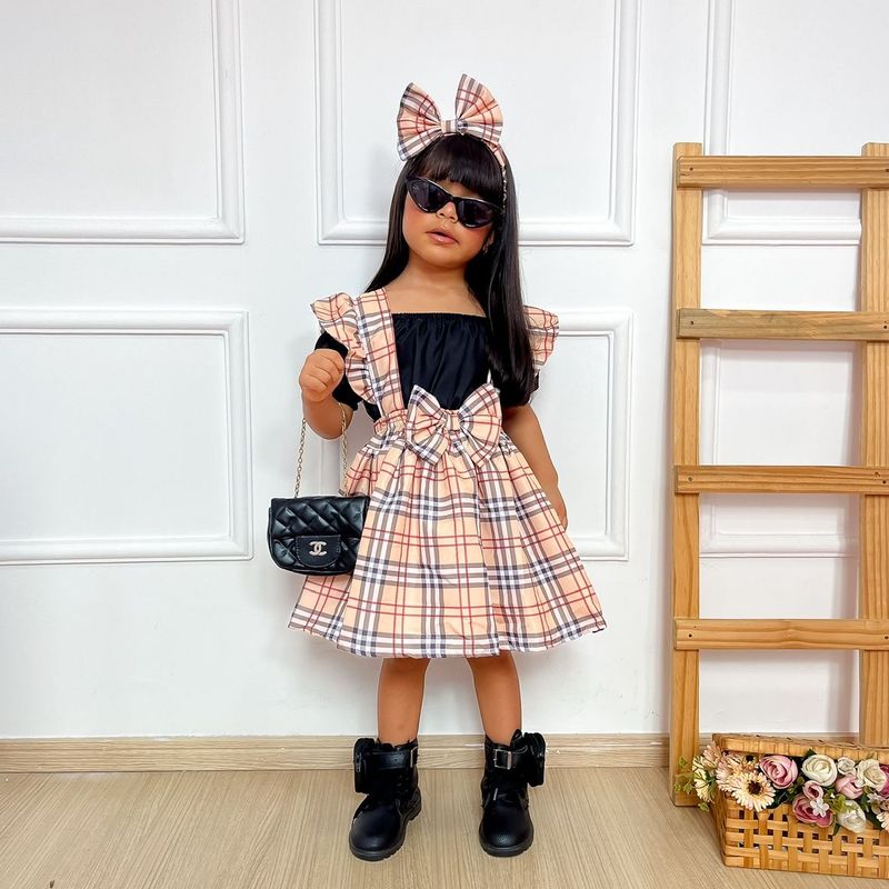Roupa Junina Menina Customizada Conjunto Xadrez Romper Para Festa