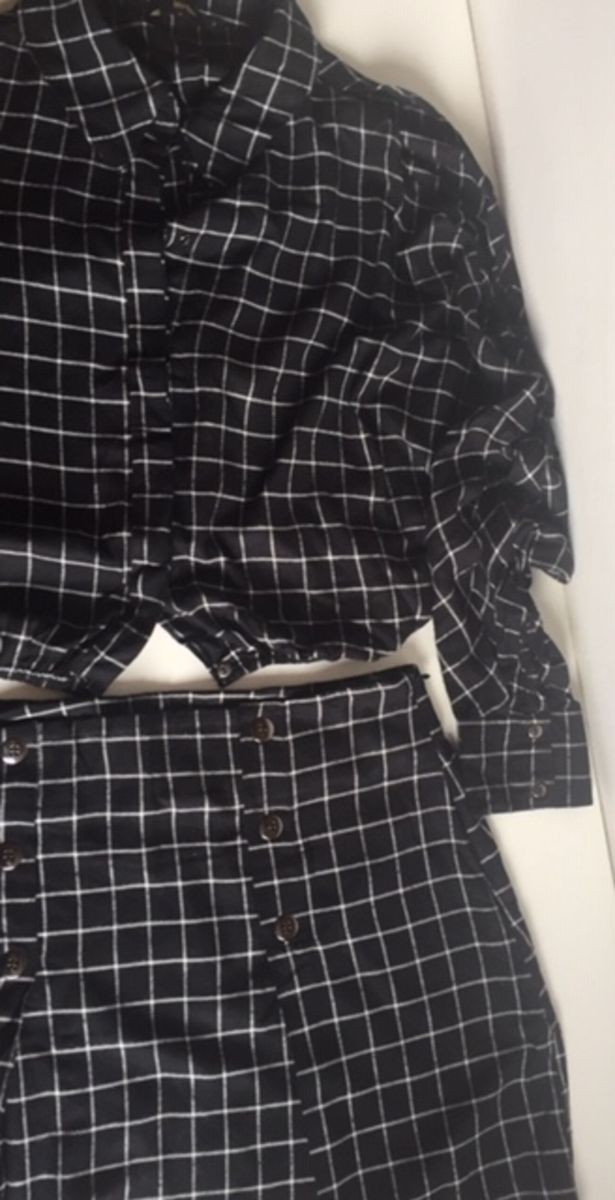 conjunto saia e blusa xadrez