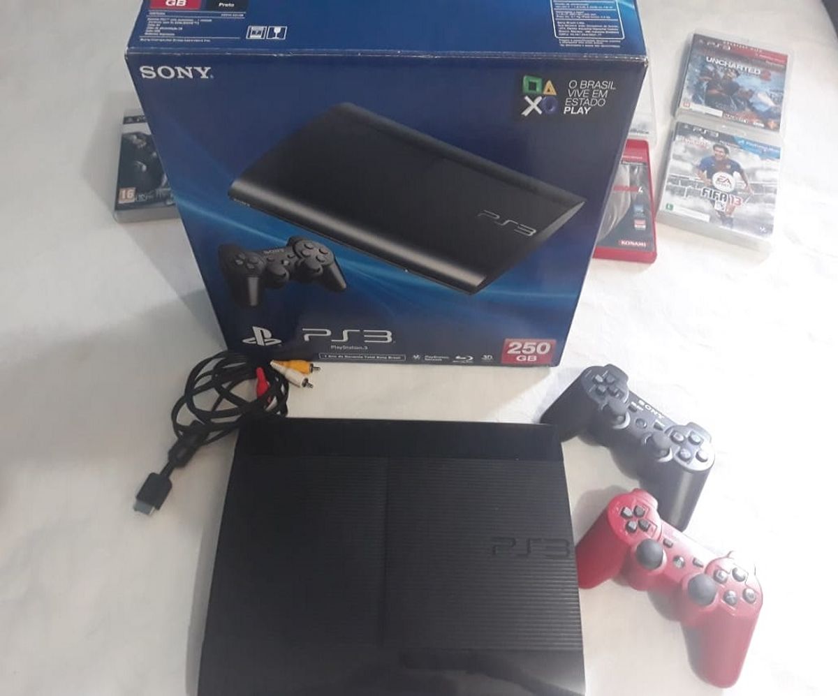 Console Ps3 Slim 250gb Usado Mas 20 Jogos Original Console de Videogame Ps3 Usado 47977095