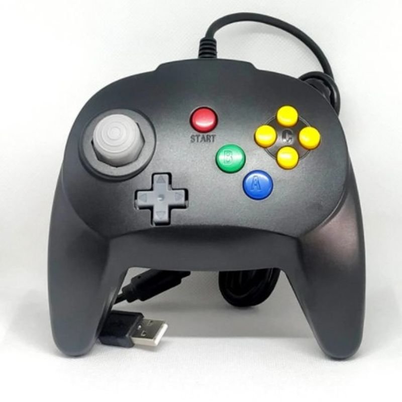 Controle Nintendo 64 Usb Com Fio Para Pc Mac Raspyberry Cinza em