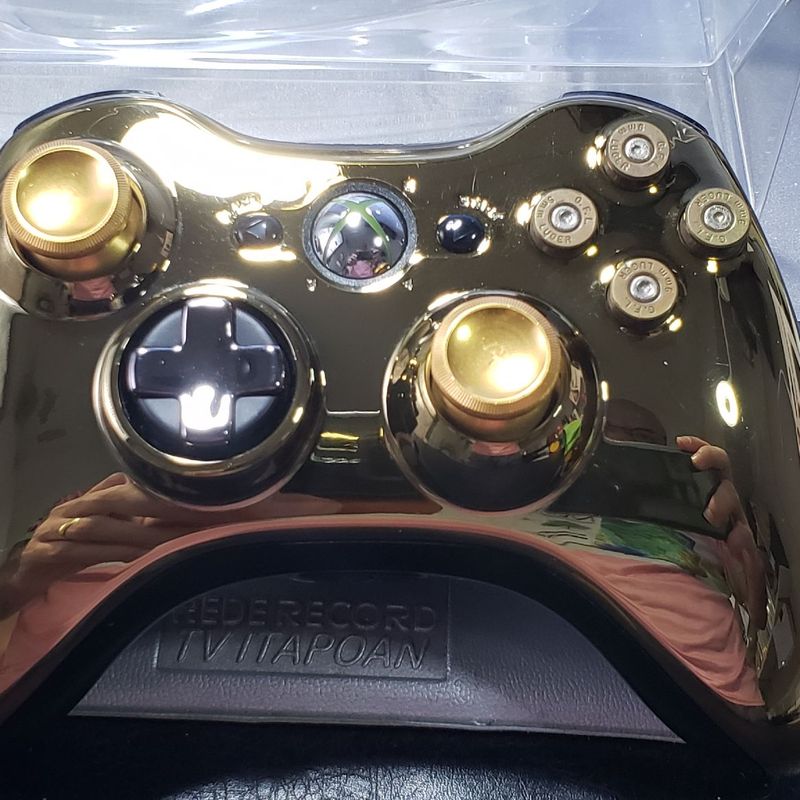 Controle original Xbox 360 dourado Microsoft. - Escorrega o Preço