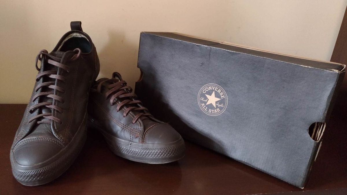 converse all star couro marrom