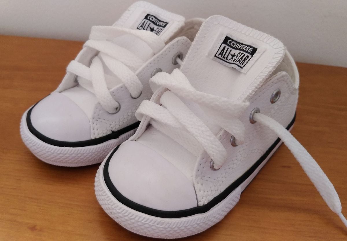 all star converse couro branco infantil