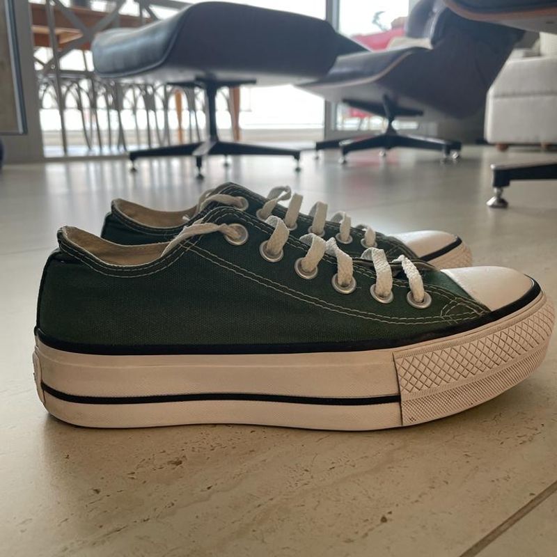 Converse All Star Plataforma Verde Tamanho 35 Bra serve Uma Pessoa Que Cal a 36 T nis Feminino Converse Usado 91684660 enjoei