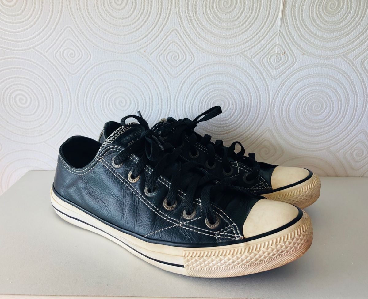 converse all star couro preto