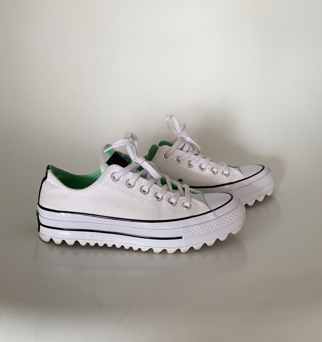 all star branco couro sola alta