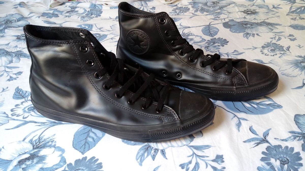 all star monochrome preto couro