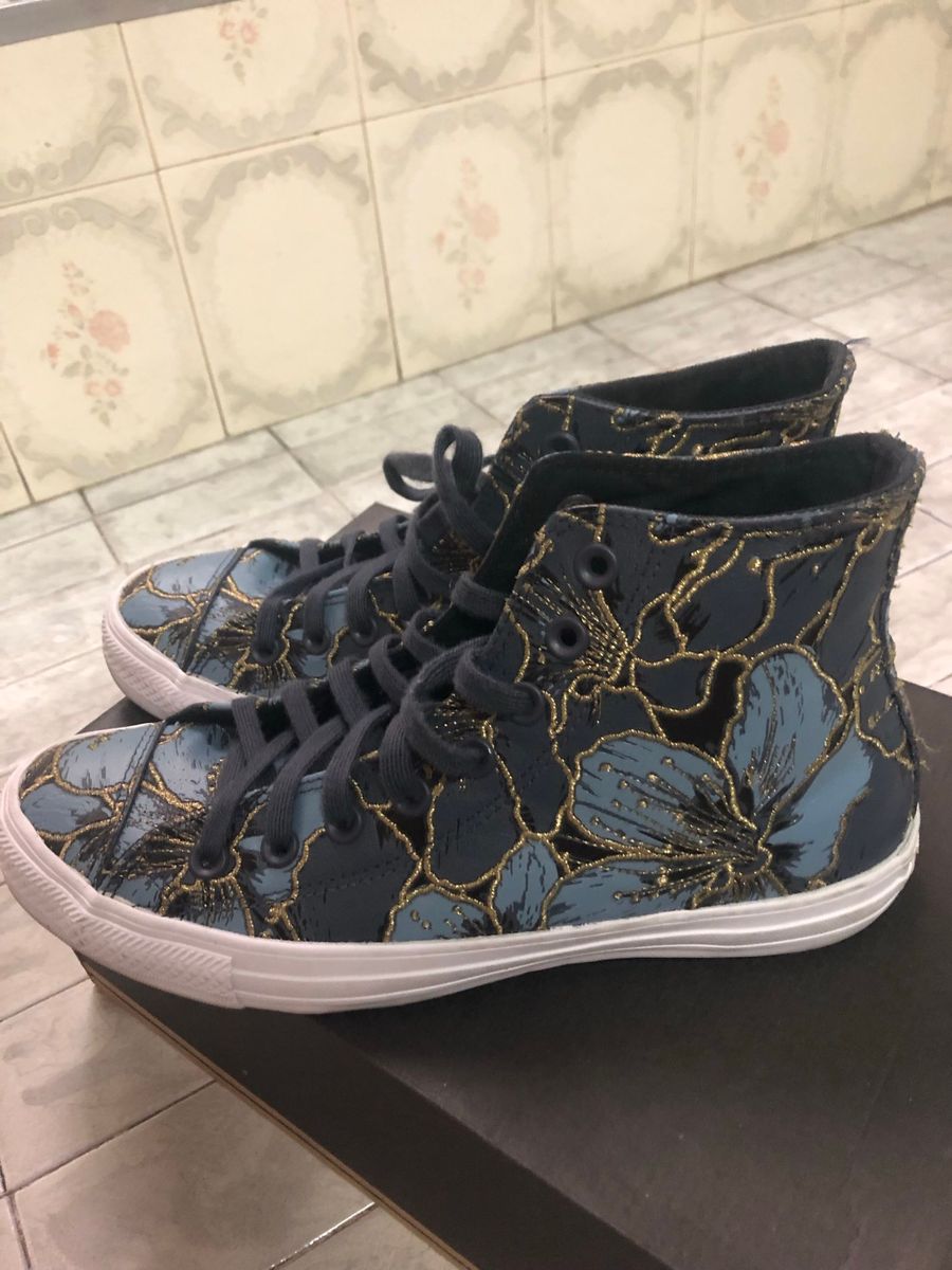 all star de couro azul