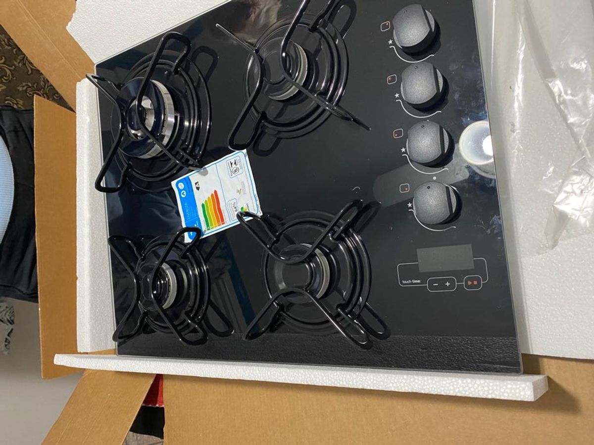 Cooktop Brastemp 4 Bocas Mesa de Vidro Preto Novo Eletrodoméstico Brastemp Nunca Usado