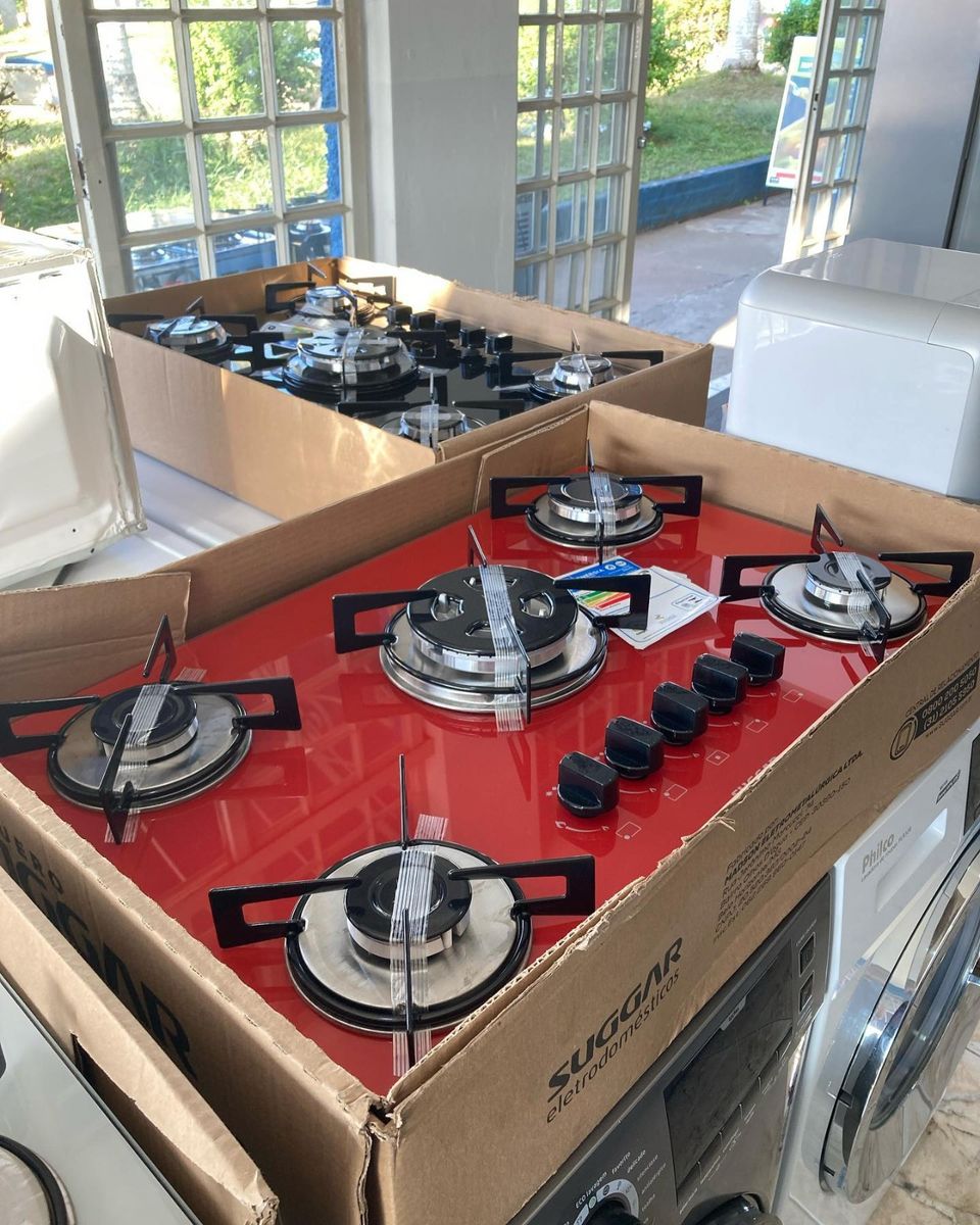 Cooktop Suggar 5 Bocas Vermelho / Tripla Chama / Novo de Fabrica / com 12 Meses de Garantia