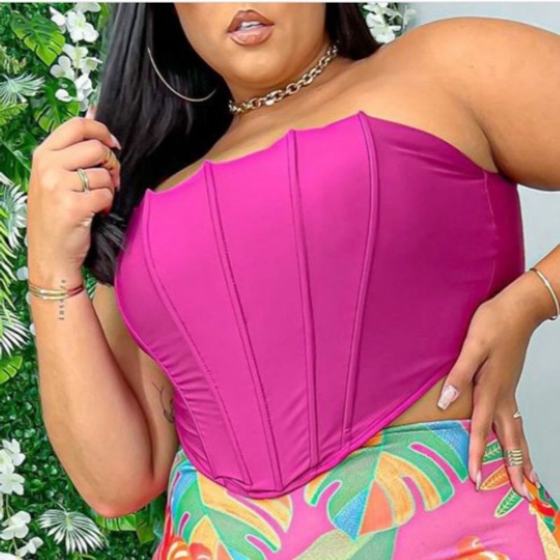Corselet Cropped Rosa Plus Size