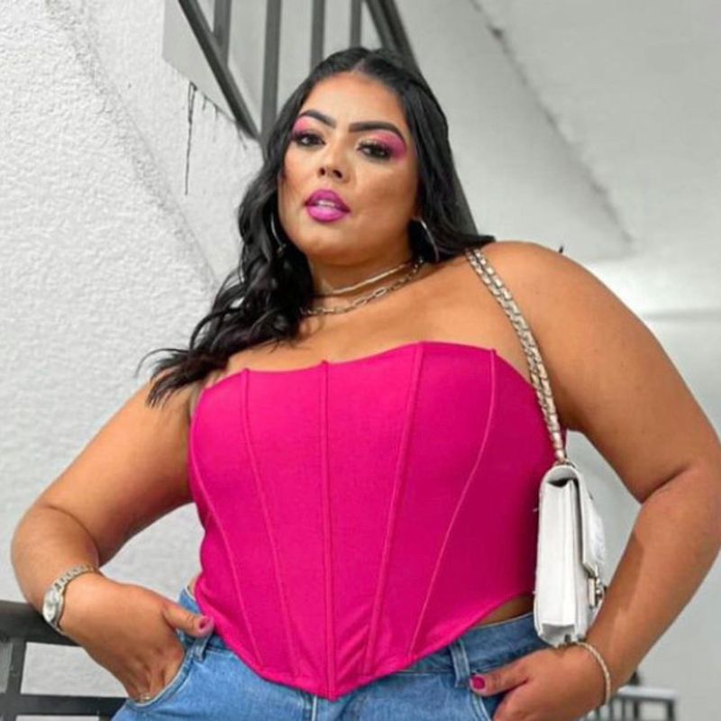 Corselet Cropped Rosa Plus Size