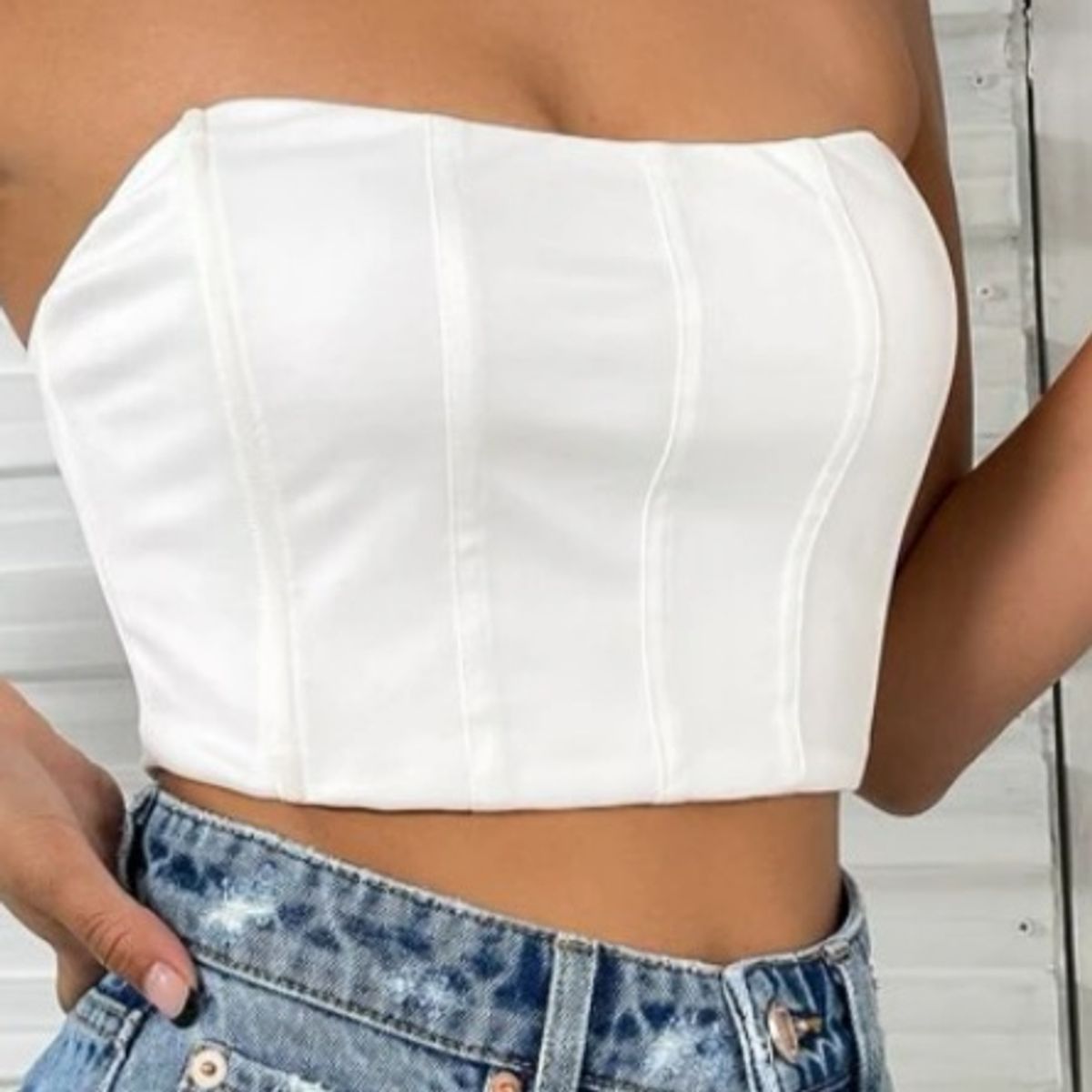 Corset Branco Blusa Feminina Shein Nunca Usado Enjoei