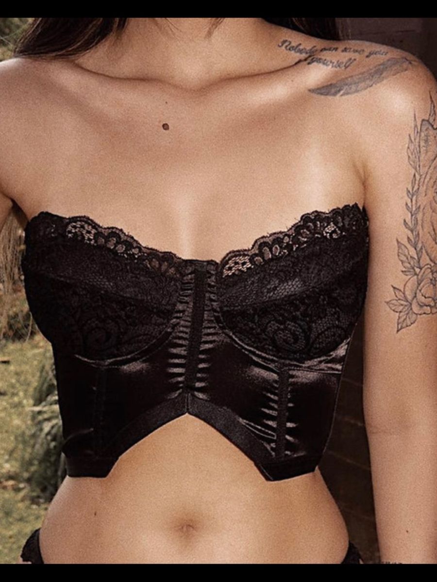 Corset Corselete De Renda Com Cetim Espartilho Camiseta Feminina Nunca Usado Enjoei