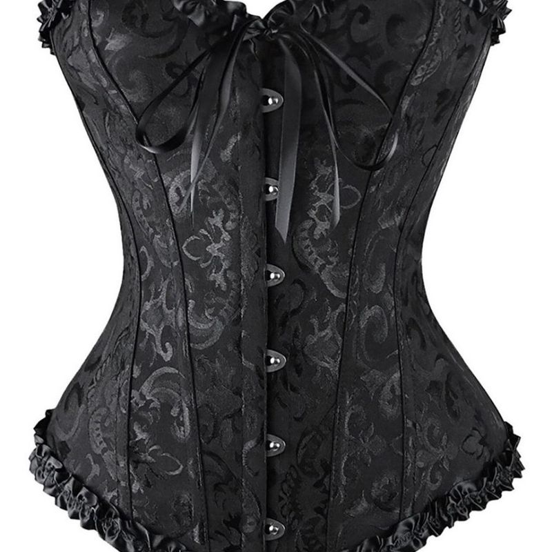 Corset Espartilho Corselet Corpete Bordado 3d Afina Cintura