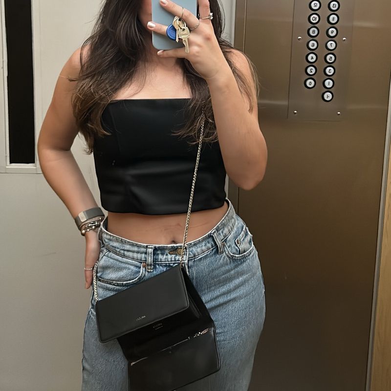 Blusa Zara Corset Preto Original - OPU23