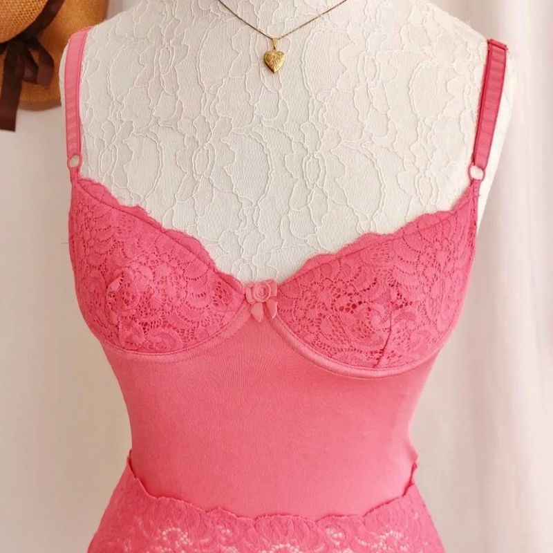 Corset Vintage Rosa Rendado, Blusa Feminina Usado 97443449