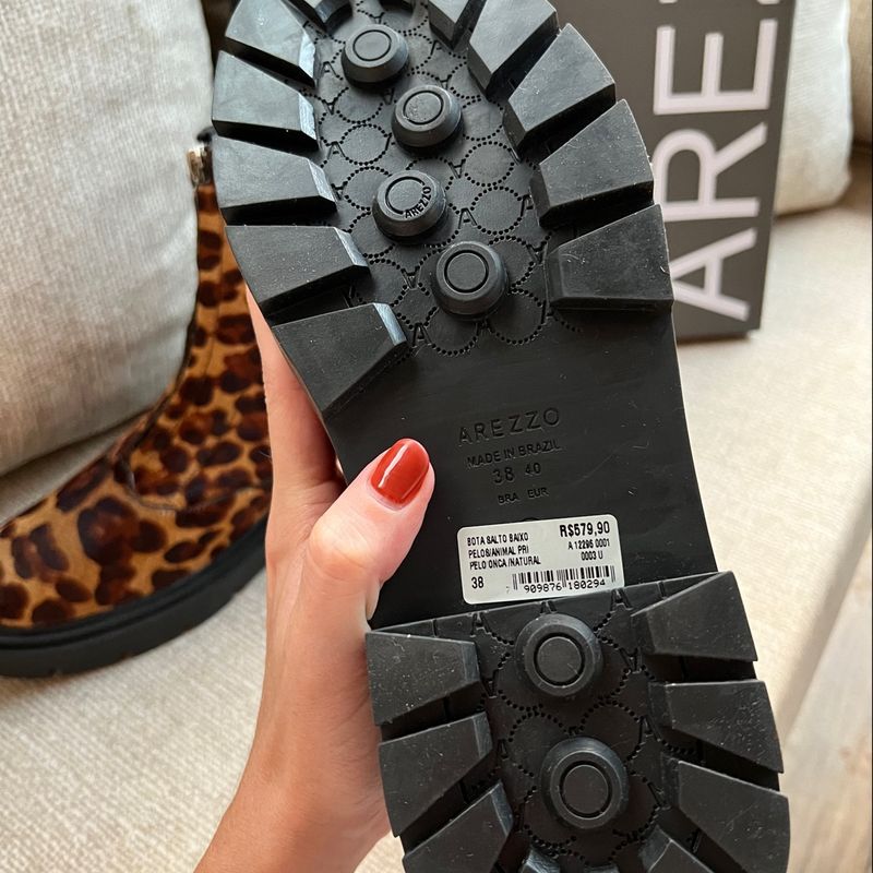 Coturno Arezzo Bota Animal Print Oncinha Pelo Onça Couro Legítimo