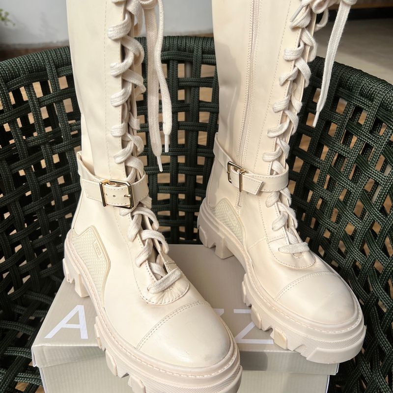 Coturno Arezzo Off White Cano Longo Inverno 2023 Bota Feminina