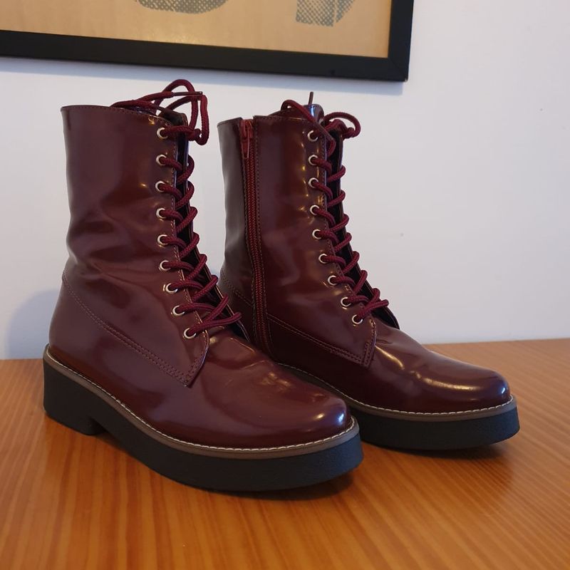 Coturno Bordô Amaro Verniz Tam 35 Bota Feminina Amaro Usado