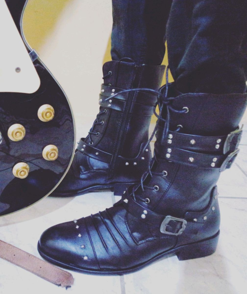 coturno preto masculino rock