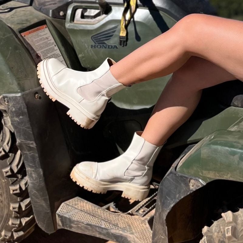 Coturno Branco Bota Feminina Amaro Usado 94518391 enjoei