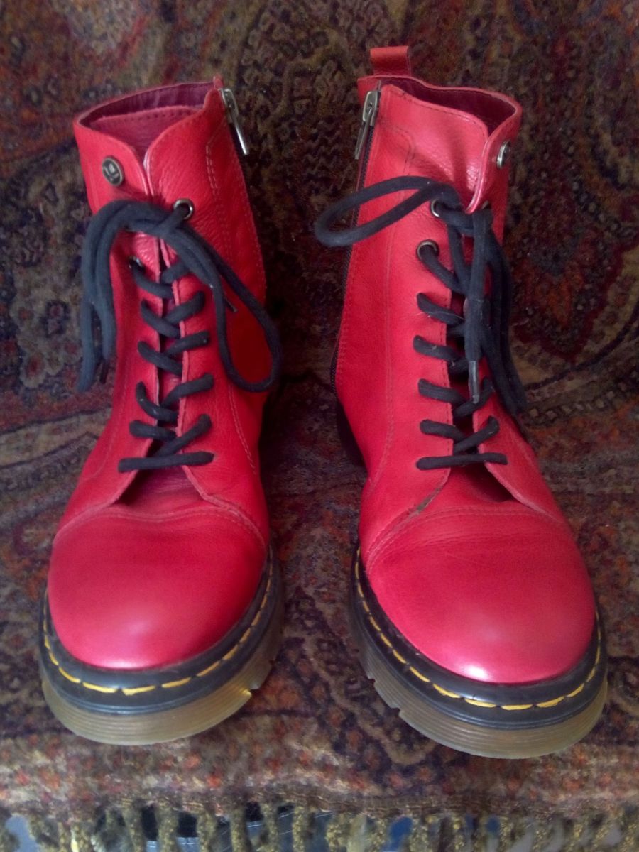 coturno feminino vermelho cravo e canela