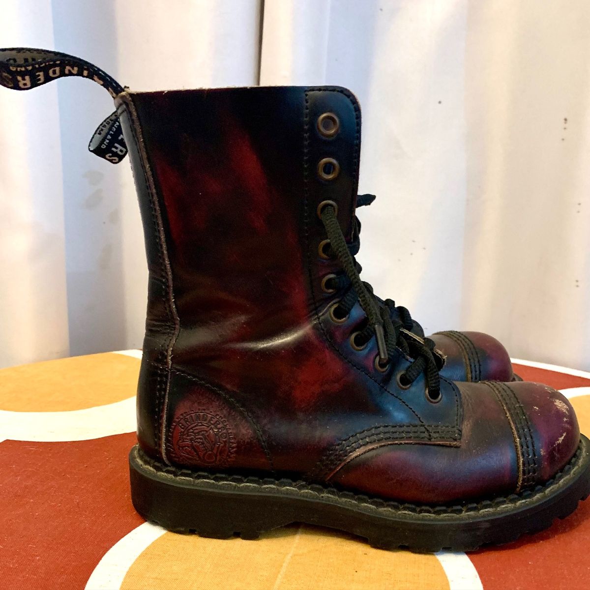 Coturno Grinders Combat Boots Bico de Aço Marrom 37 Punk Bota