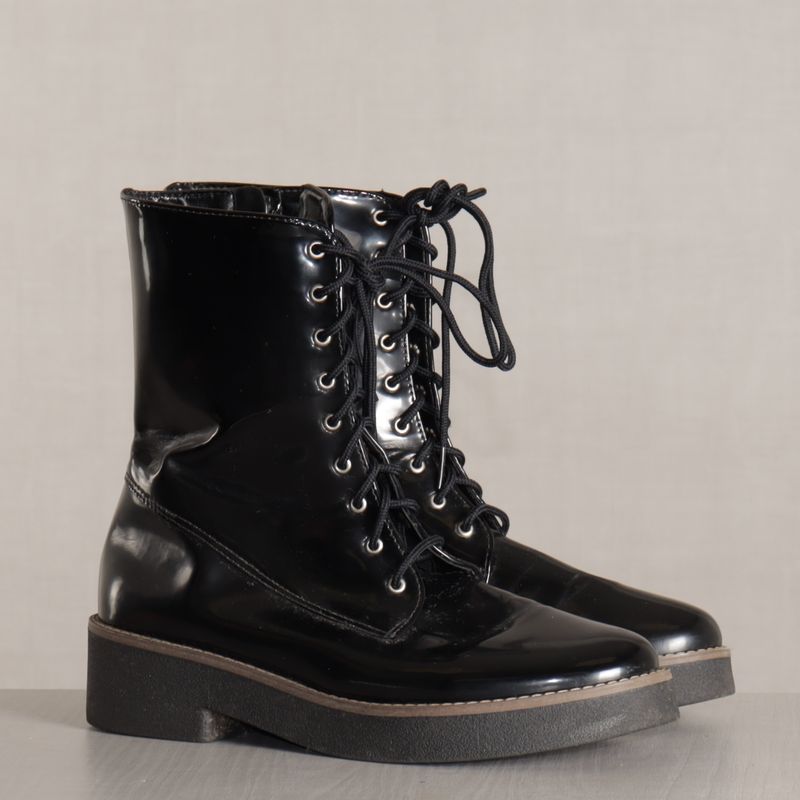 Coturno Preto Amaro Bota Feminina Amaro Usado 87159811 enjoei