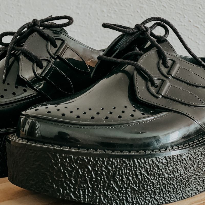 Sapato Melissa Creeper Oxford Preta e Branca À La Garçonne *Original* Nº 38, Sapato Masculino Melissa Usado 74662852