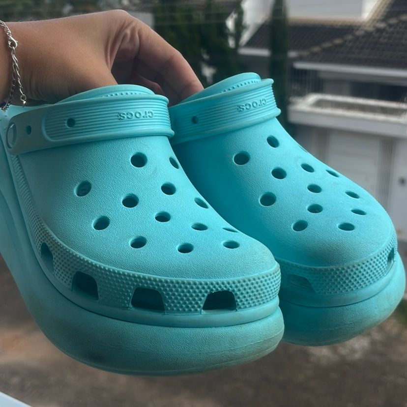 Crocs Classic Plataforma Azul Turquesa | Sapato Feminino Crocs Usado ...